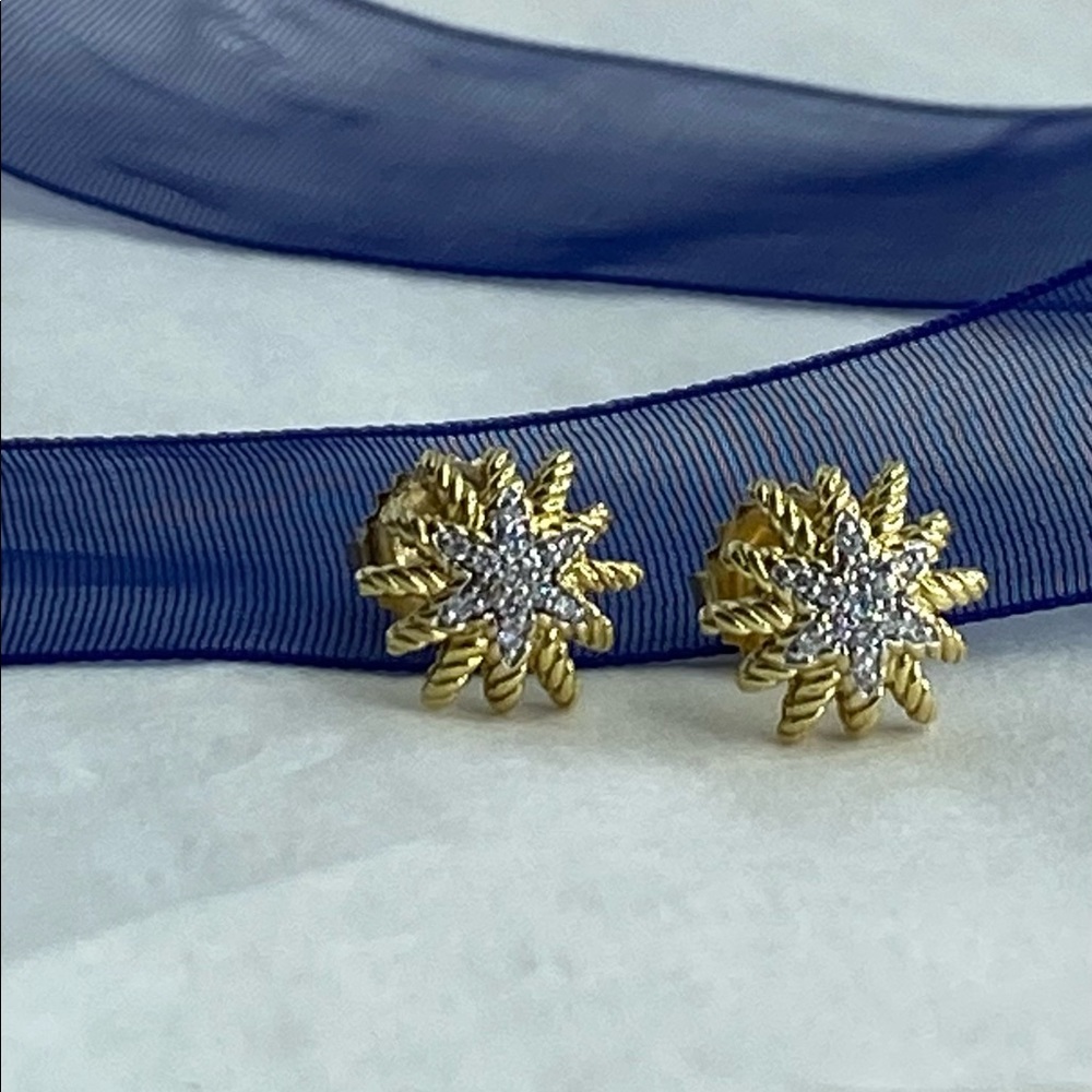 David Yurman 18K Gold & Diamond Studs